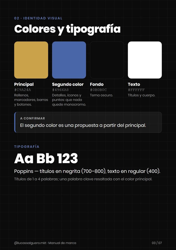 Página de colores de un manual de marca de muestra